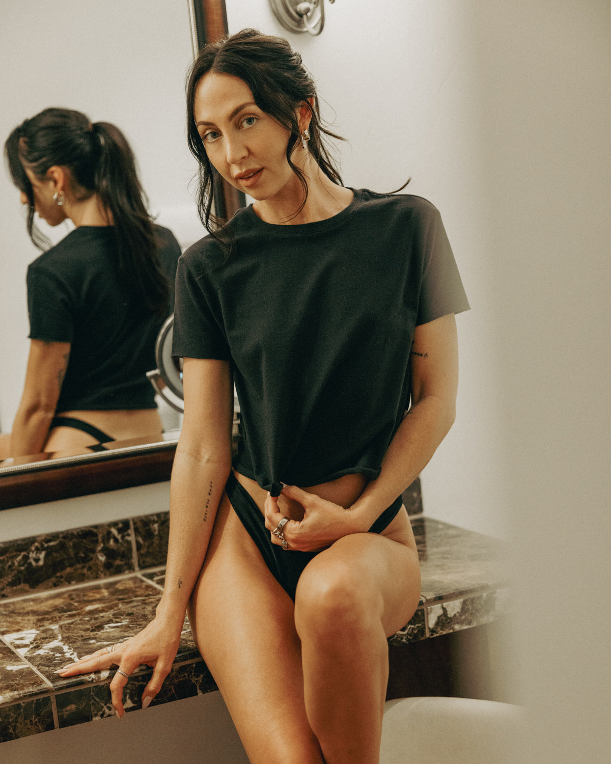 Ella Crop Tee Black Tees The Sauce Basics