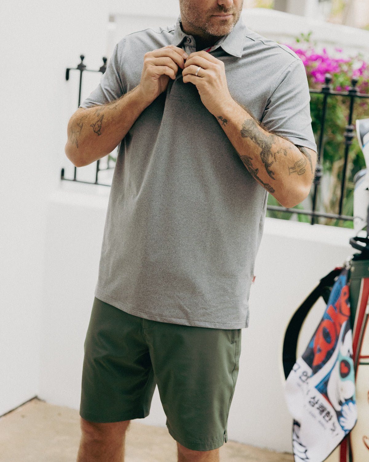 Luxeloom Performance Polo Heather Grey Polos The Sauce Basics