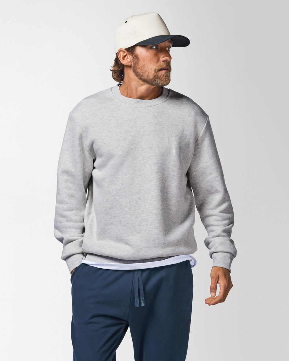 Aspen Heavy Crew Sweater White Heather Crewnecks The Sauce Basics
