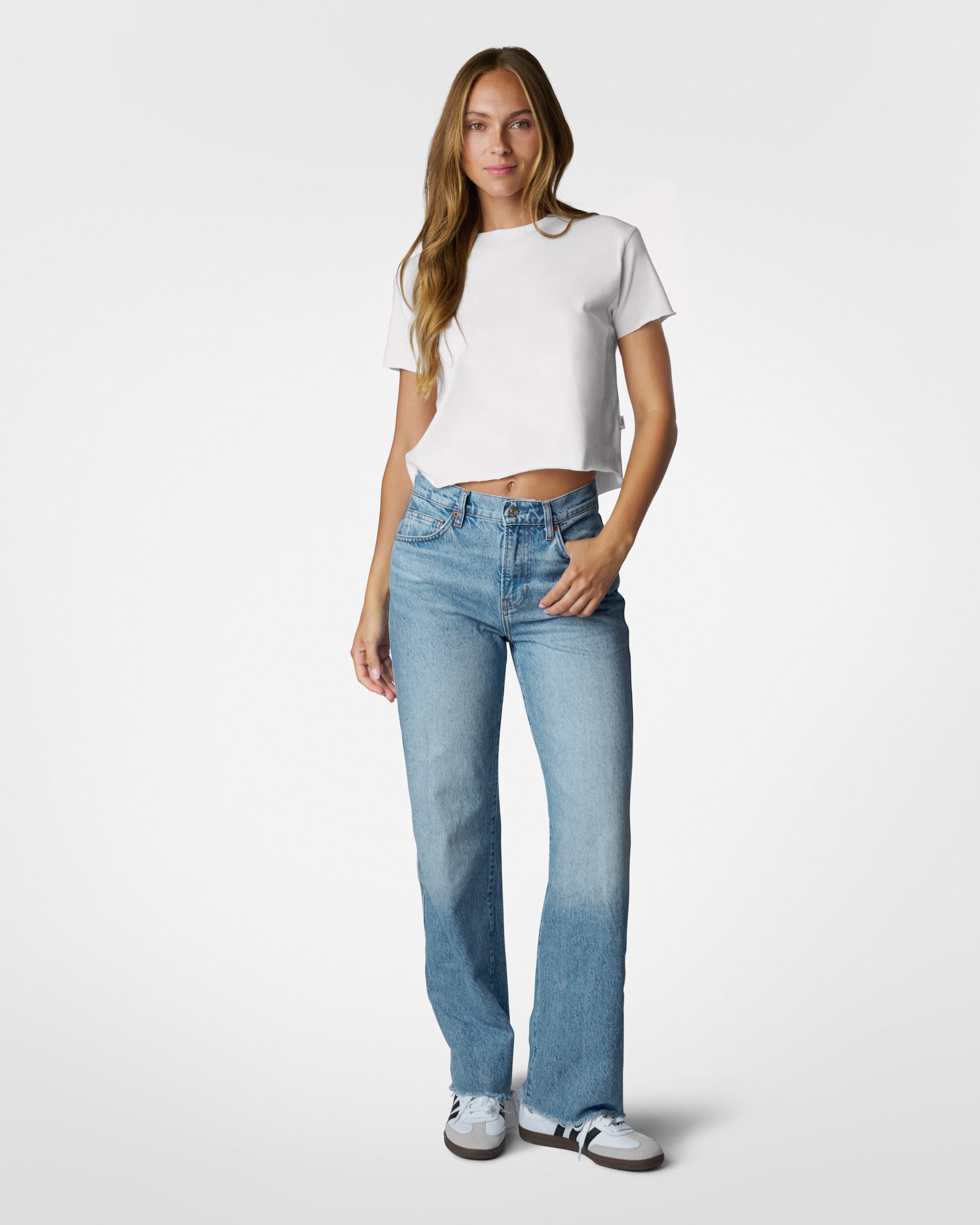 Ella Crop Tee White Tees The Sauce Basics