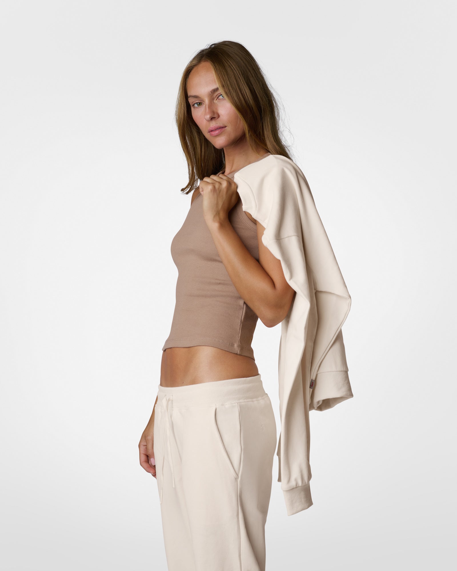 Holly Rib Contour Tank Taupe Tanks The Sauce Basics