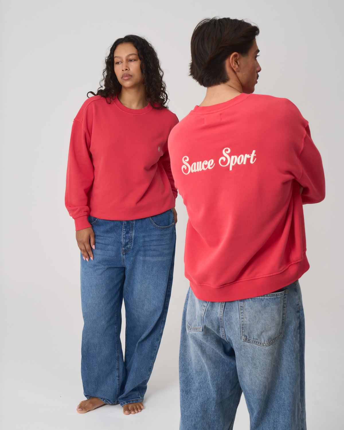 Sauce Sport Unisex Crew Sweater Washed Red