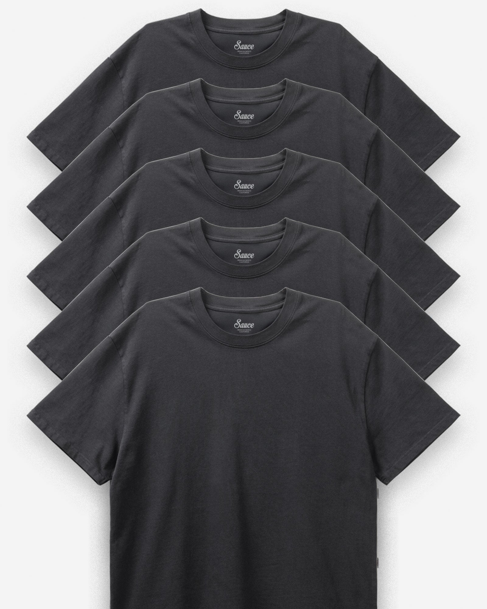 Austin Oversize Tee - 5 Pack Bundle Black Sauce Basics