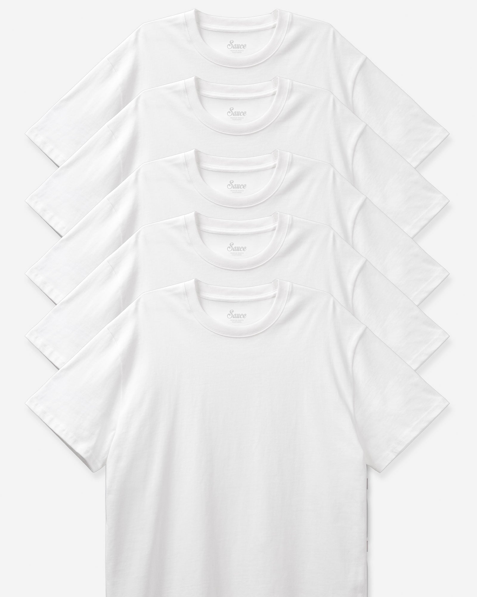 Austin Oversize Tee - 5 Pack Bundle White Sauce Basics